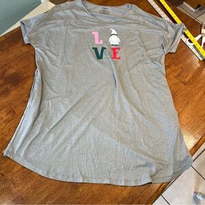 Joyspun Gnome Love Gray sleep shirt gown size 2x-3x soft has pockets